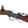Image 2 : Exceptional Custom Engraved Gold Inlaid Marlin Ballard Single Shot Rifle in 218 Bee Caliber with Ext