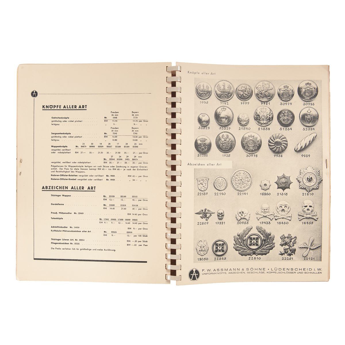 Vintage Catalog of Various Nazi Military Branches and Other Wehrmacht