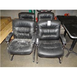 BLACK LEATHER CHAIRS (X4)
