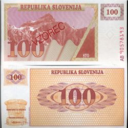 1991 Slovenia 100 T Specimen Crisp Unc Note (CUR-06338)