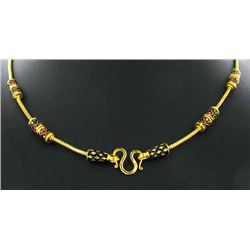 22k Gold Vermeil & Blue Enamel Necklace 16" (JEW-1995)