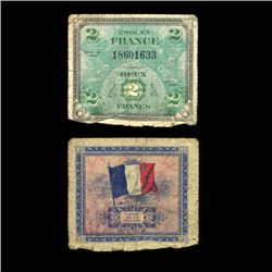 1944 France WW2 Allied Military 2 Franc (COI-4576)