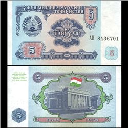 1994 Tajikistan 5 Ruble Crisp Uncirculated Note (CUR-06113)