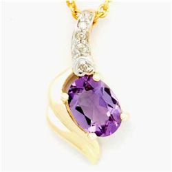 0.94ct Natural Amethyst & Diamond 9K Gold Pendant (JEW-1453)