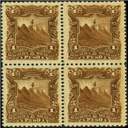 1892 Nicaragua 1p UPU Block of 4 Error (STM-0401)