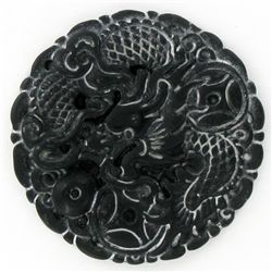 Chinese Handcarved Vintage Black Jade Dragon (ANT-1876)