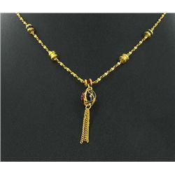 22k Gold Vermeil & Blue Enamel Necklace 16  (JEW-1985)