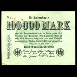 1923 Germany 100000 Mark High Grade Note (COI-3985)