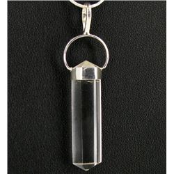 35ct Optical Quartz Clear Crystal Pendant With Sterling (JEW-1720)