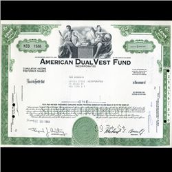 1960s Amer. Dual Vest Stock Certificate Scarce (CUR-06394)