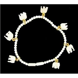 Ivory Carved Elephant Bracelet w/ Gold Vermeil (JEW-2403)