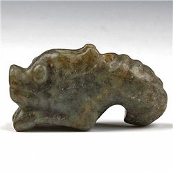 Chinese Hongshan Carved Jade Pig Pendant (ANT-1384)