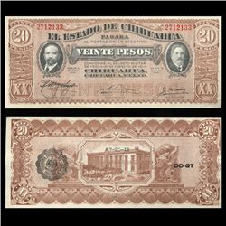 1915 Mexico Revolutionry Chihuahua 20 Peso Unc. (CUR-05597)