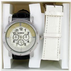 New Ice Time Mens Diamond Bezel Chrono Style Watch (WAT-345)