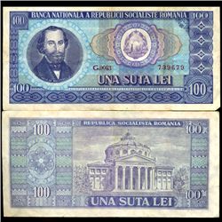 1966 Romania 100 Lei Note Hi Grade (COI-3888)