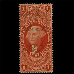 1860s US Revenue Stamp $1 Life Insurance (STM-1514)