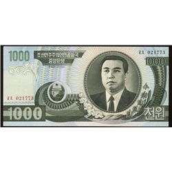 2002 Rare North Korea Gem 1000 Won Note  (COI-1329)