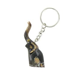 Water Buffalo Horn Scrimshaw Elephant Keychain (CLB-468)