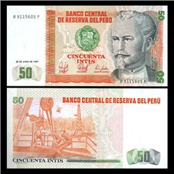 1987 Peru 50 Intis Crisp Uncirculated Note (CUR-05846)