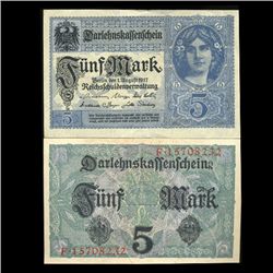 1917 Germany 5 Mark Note Hi Grade Rare (CUR-05656)