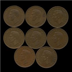 1944-1952 New Zealand AU+ 1/2 Penny Set  (COI-1271)