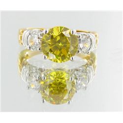 20twc Lab Dia/Y. Sapphire 22k Gold Vermeil Ring (JEW-2379)