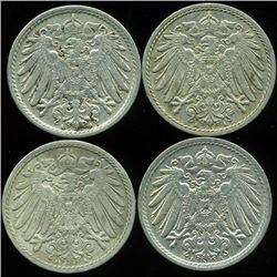 1901-13 Germany 5pf XF/AU 4Pcs (COI-9821)