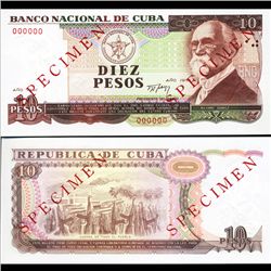 1991 Cuba 10 Peso Specimen Note Crisp Unc. (CUR-06368A)