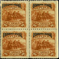 1892 Nicaragua 50c Official Block of 4 (STM-0431)