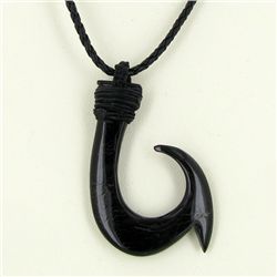 White Buffalo Horn Fishook Necklace (JEW-3576)