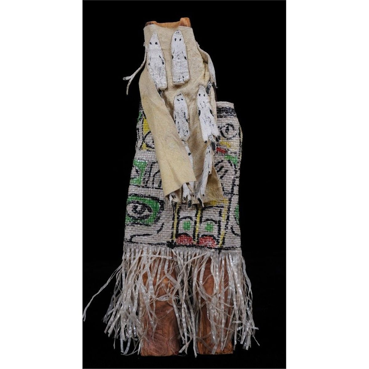 Carved Haida Doll of Man with Chilkat Blanket 9" H. Good Condition