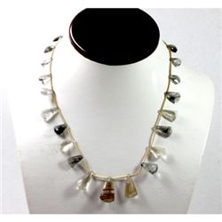 89.81 ctw  Natural Smoke Quartz Bead Necklace with brass clasp