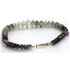 Image 1 : Natural Black Rutile Faceted and 2 Smooth Oval Amethyst Briolettes Bracelet  112.13ctw with brass cl