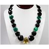 Image 1 : 455.72 ctw Emerald, Black Onyx & Citrine Drops Necklace with brass clasp