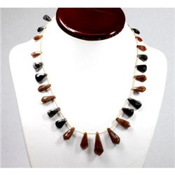 108.09 ctw Natural Chocolate & Smoke Quartz Bead Neckace with brass clasp