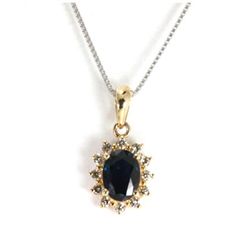 Genuine 1.22 ctw  Sapphire & Diamond Pendant 14kt Gold-Yellow