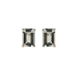 Genuine 8x6mm Aquamarine  Emerald-Cut  Earrings 14kt Gold-White