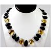 Image 1 : 331.80 ctw Black Onyx & Citrine Drops Bead Necklace with brass clasp