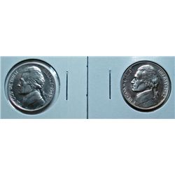 T1 and T2  1942 Jefferson proof nickels;T1 PR64 lite spots--T2 PR64