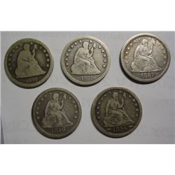 1854-56-57-77 Fine  1877CC G quarters