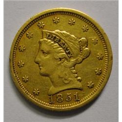 1851 $2 1/2 GOLD VF/XF