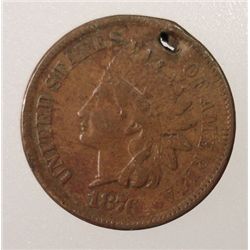 1857FE Fine-1864CN G/VG-1876 XF but holed Indian penny s