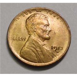 1913D Lincoln penny  AU58