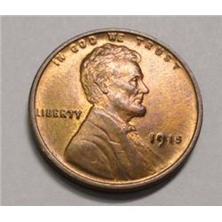 1915 Lincoln penny  MS64R/B MOSTLY RED. PQ COIN.GS 64 bid = $160