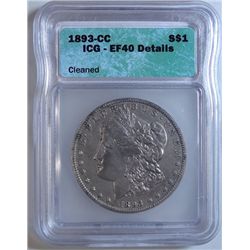 1893CC Morgan $ ICG40 cleaned GS XF bid = $1100