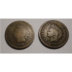 1868 and 1870 Indian pennys  full rim Good