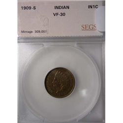 1909S Indian penny  SEGS30