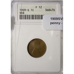 1909SVDB ANACS12 Lincoln penny