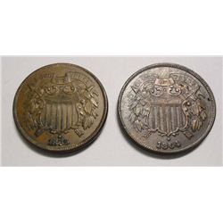 1852 and 1853  3 cent silvers  F/VF