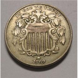 1869 Shield nickel  XF